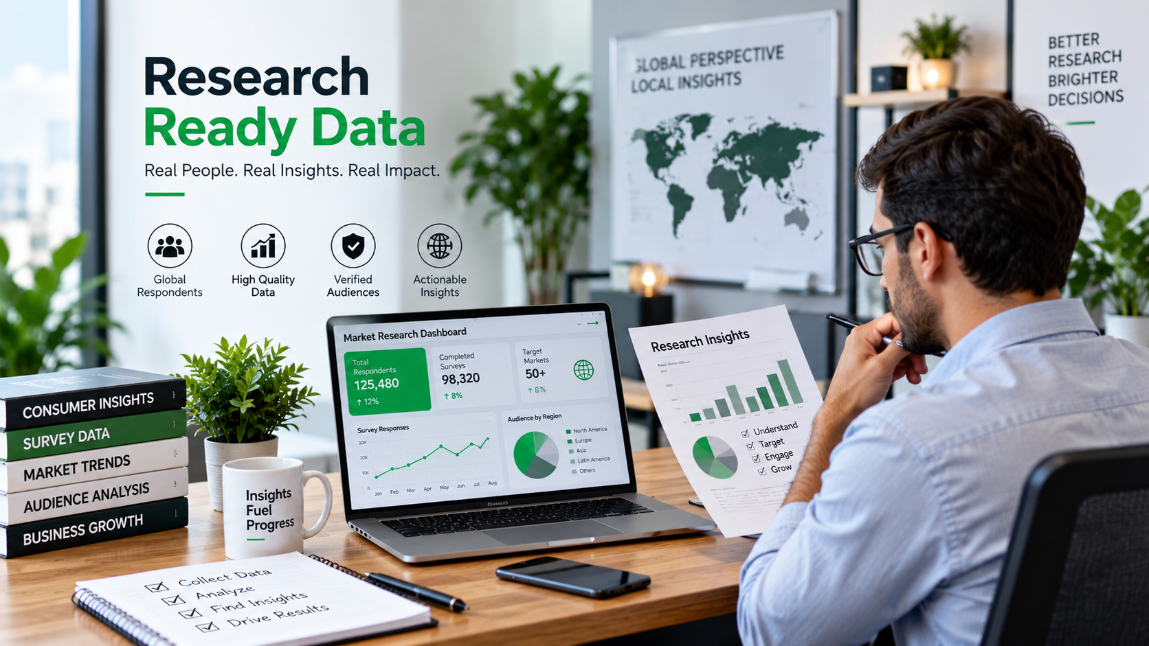 Male market research professional in an office